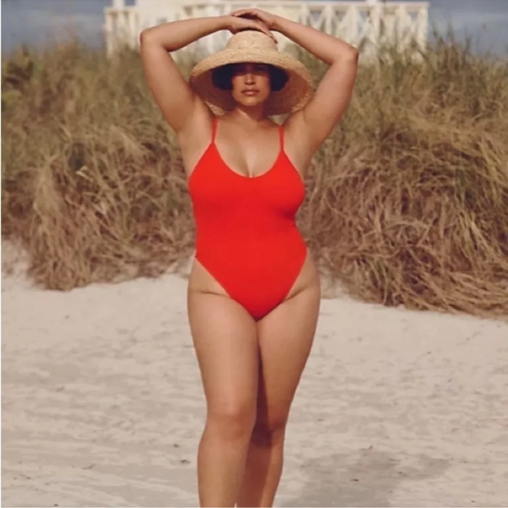 NWT Good American Always Fit One-Piece Swimsuit Bright Poppy Sz 7/8 4XL/5XL‎